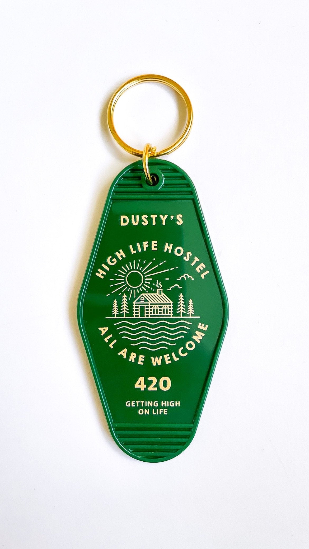 High Life Hostel Motel Keychain