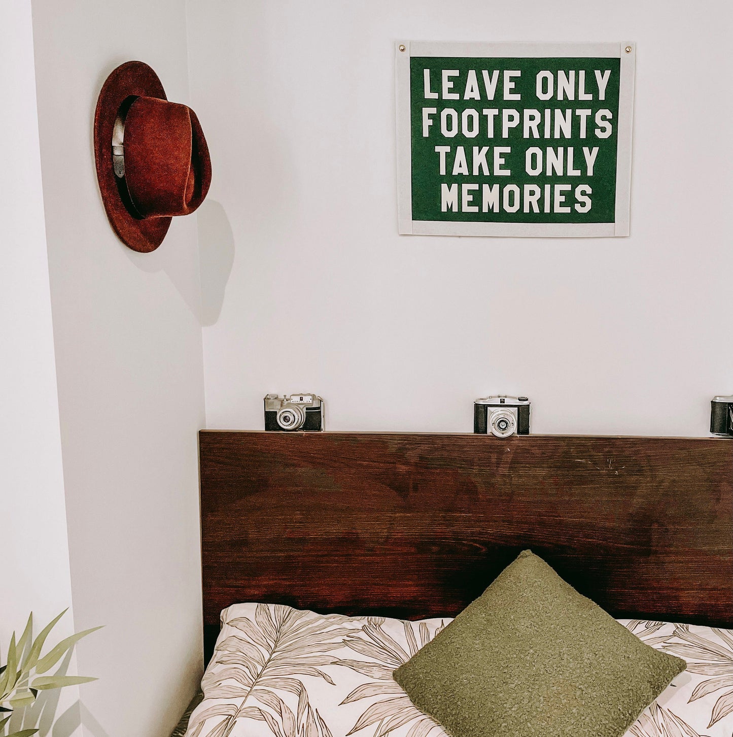 Leave only footprints take only memories Felt Banner Flag