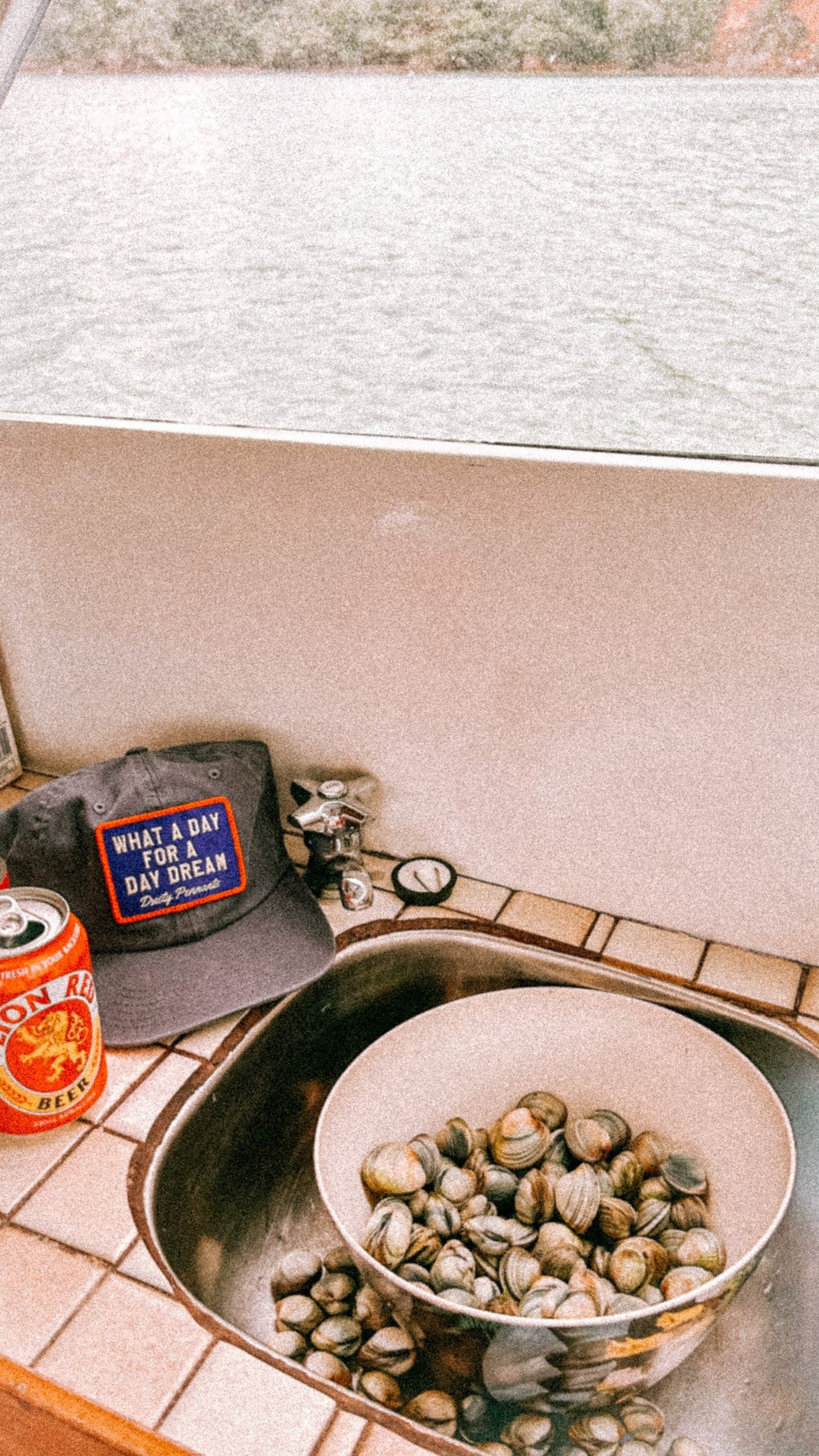 What a day for a daydream Patch Cap | faded unstructured vintage style navy baseball hat.