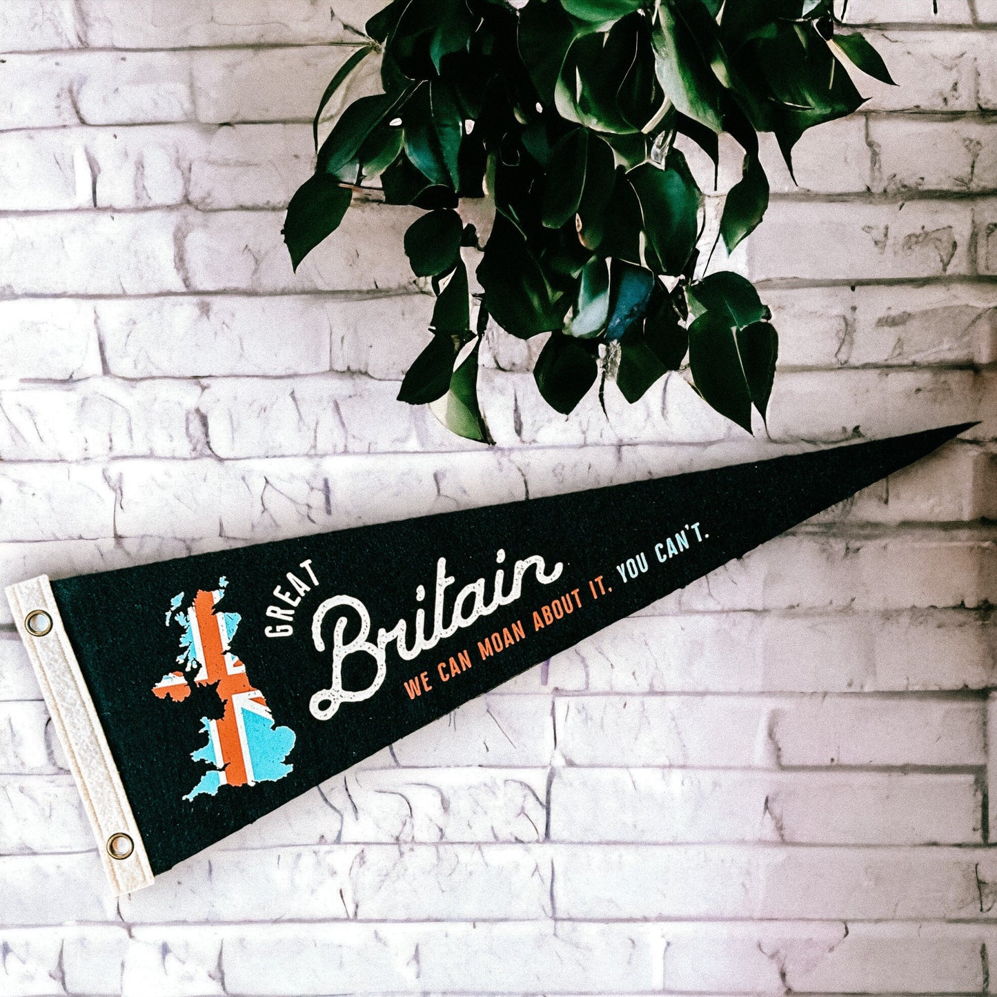 Great Britain Pennant | Travel Felt Pennant Flag Banner | Vintage Style | Wall Decor | We Can Moan About it You Can’t