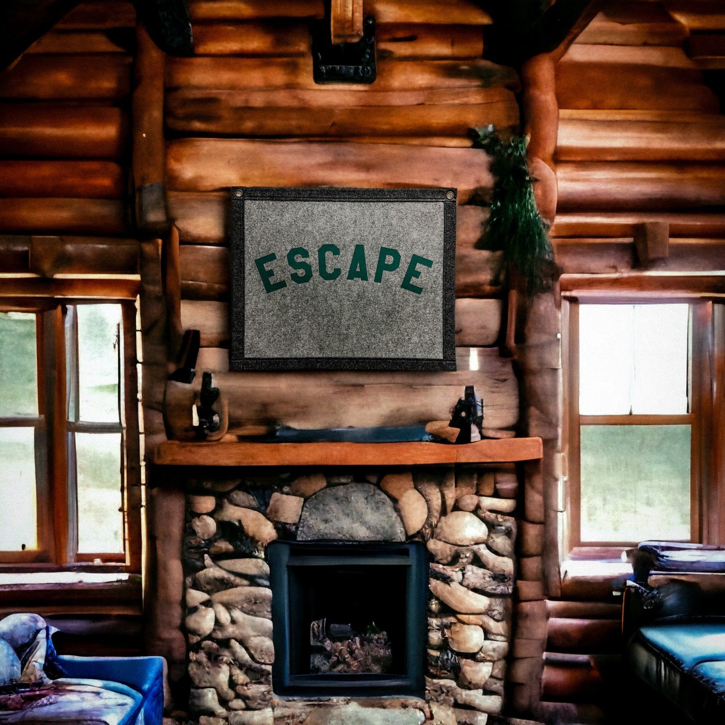 Escape Banner | Felt Pennant Flag Banner | Vintage travel Banner | Wall Decor | Wall Hanging