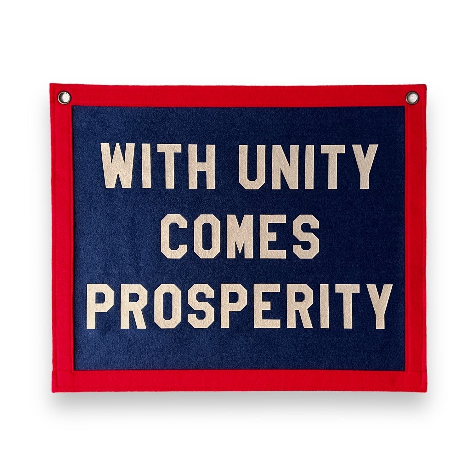 With Unity comes Prosperity Banner | Felt Pennant Flag Banner | Vintage Banner | Wall Decor | Wall Hanging