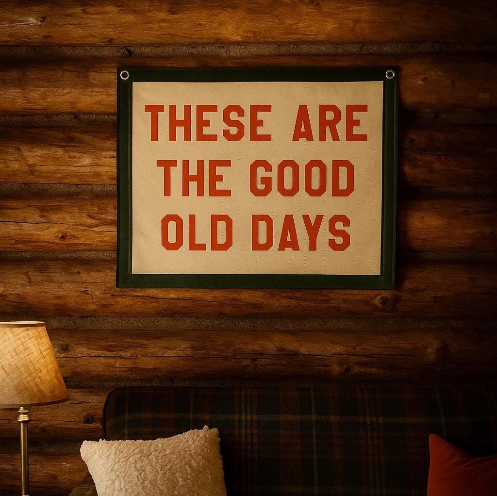 These Are The Good Old Days Felt Pennant Banner | Vintage Style Wall Decor I FREE SHIPPING