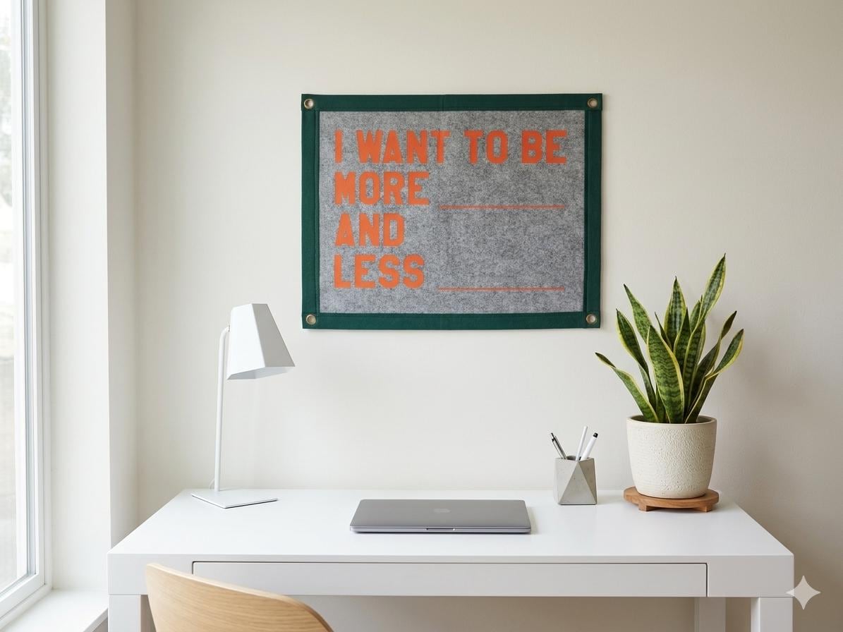 I want to be more _____ and less ____ Felt Pennant Banner | Vintage Style Wall Hanging