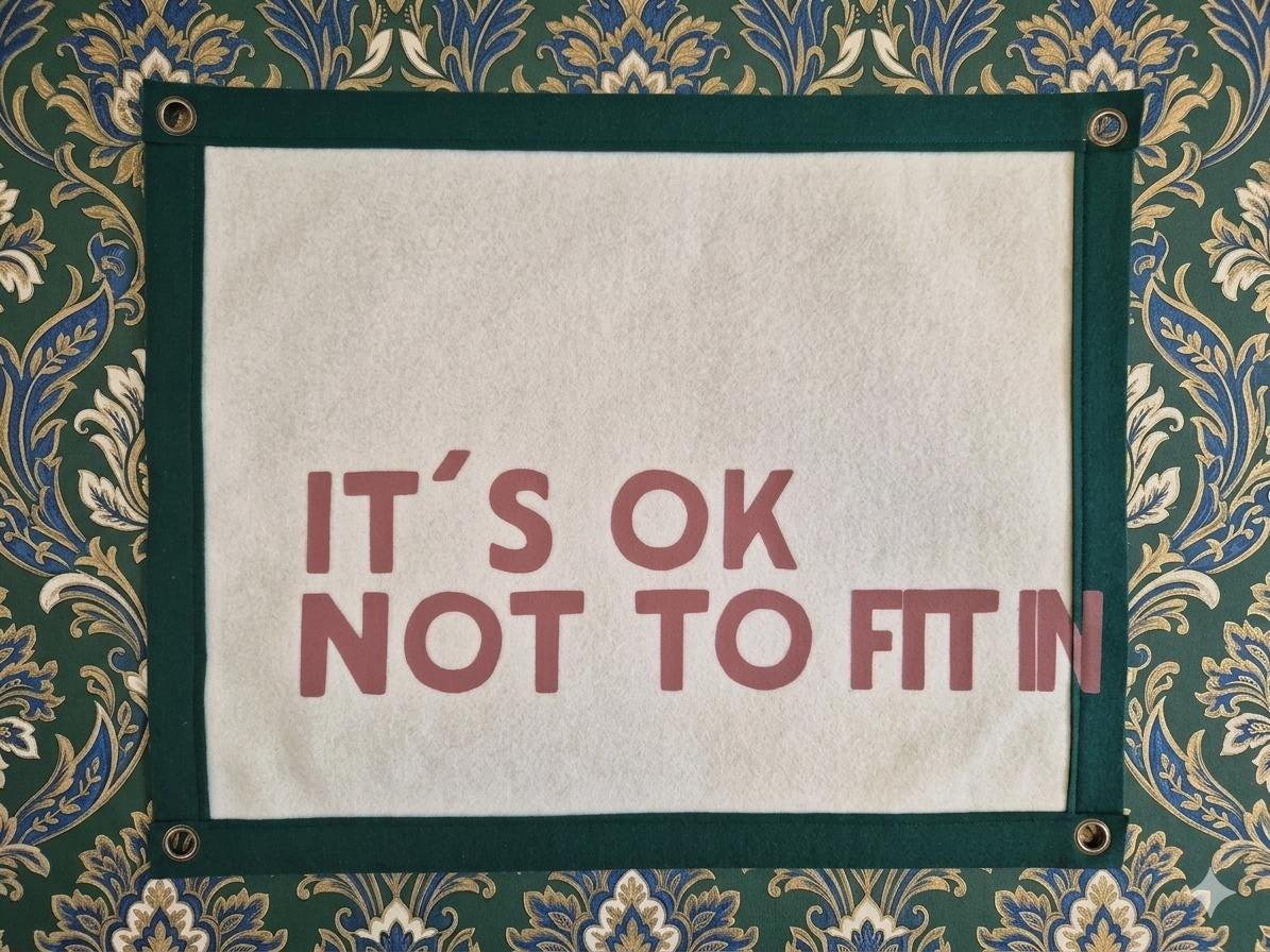 It's ok not to fit in - Felt Pennant Banner | Vintage Style Wall Hanging