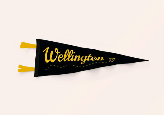 Wellington Pennant | New Zealand | Travel Felt Pennant Flag Banner | Vintage Style | Wall Decor