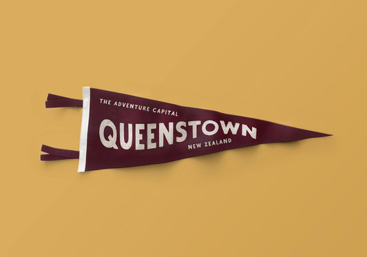 Queenstown Adventure Pennant | New Zealand | Travel Felt Pennants Flag Banner | Vintage Style | Wall Decor