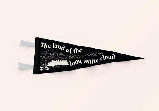 Land of the long white cloud Pennant Maori word for New Zealand | Travel Felt Pennant Flag Banner | Vintage Style | Wall Decor