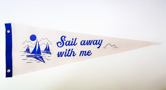 Sail away with me Pennant| Travel Felt Pennant Flag Banner | Nautical Vintage Style | Wall Decor