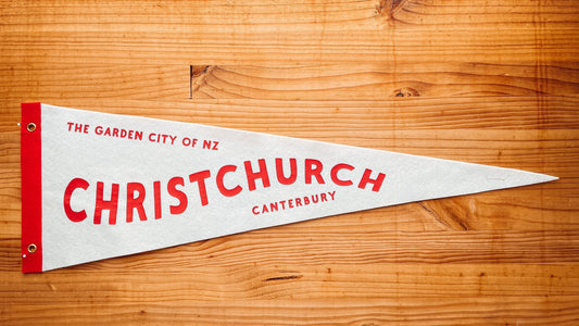 Christchurch Garden city of NZ Pennant | New Zealand | Christchurch Travel Felt Pennants Flag Banner | Vintage Style | Wall Decor