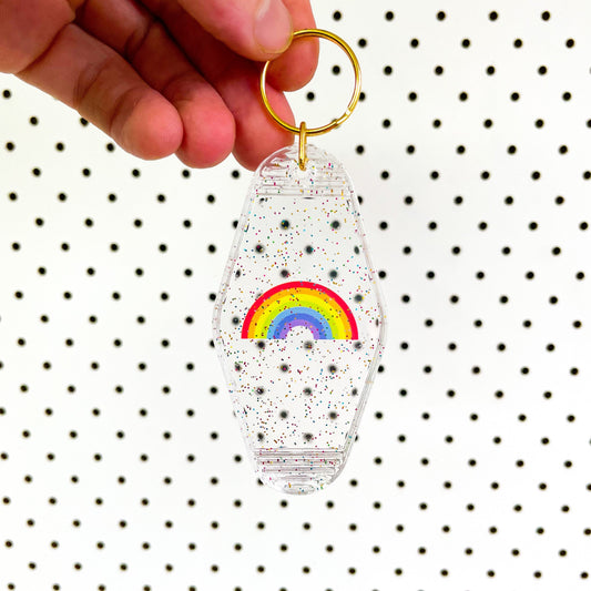 Pride Rainbow Motel Keychain | LGBTQ+ Car Key Ring