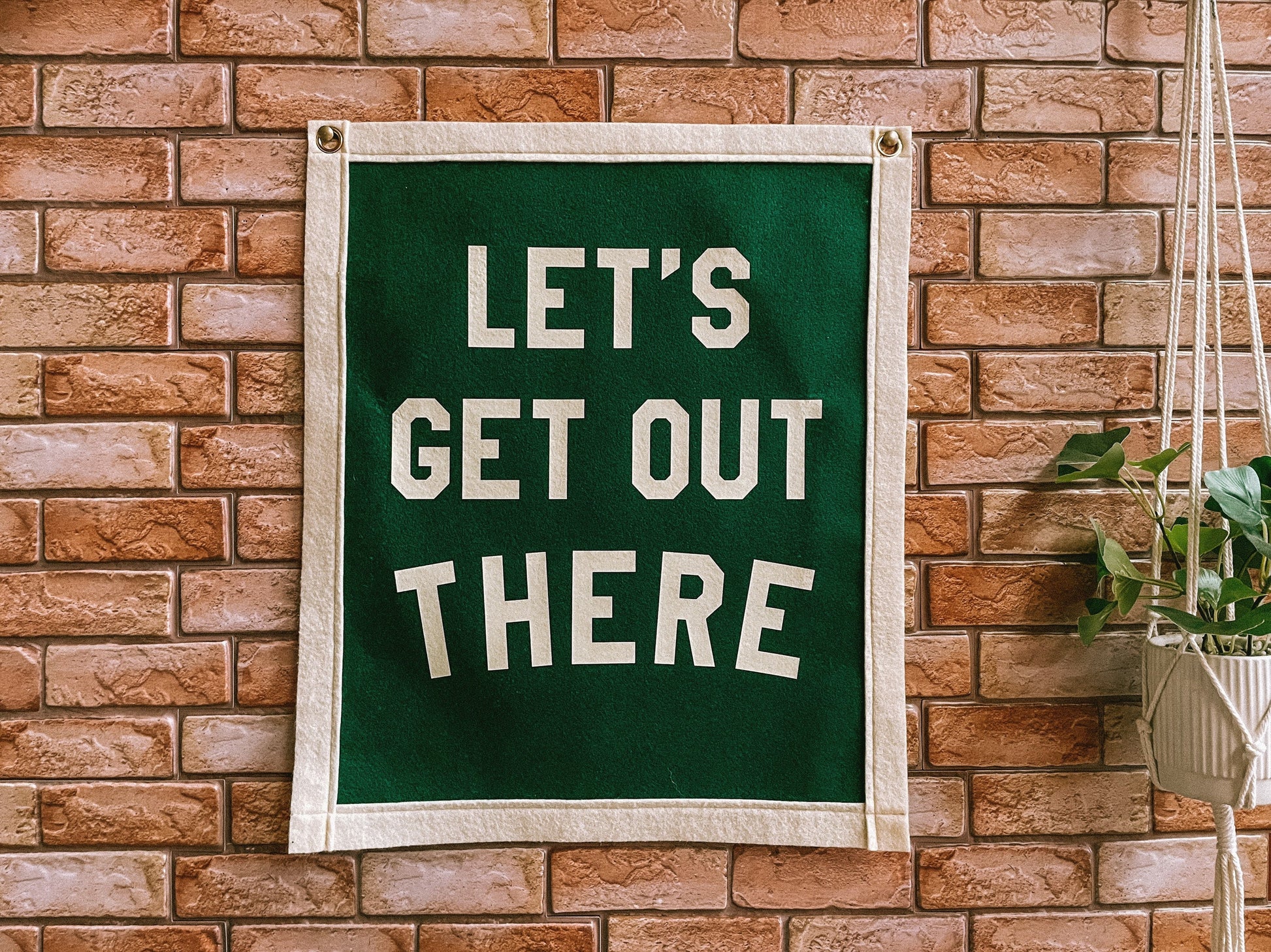 Lets get out there | Travel Felt Pennant Flag Banner | Vintage Banner | Wall Decor | Wall Hanging