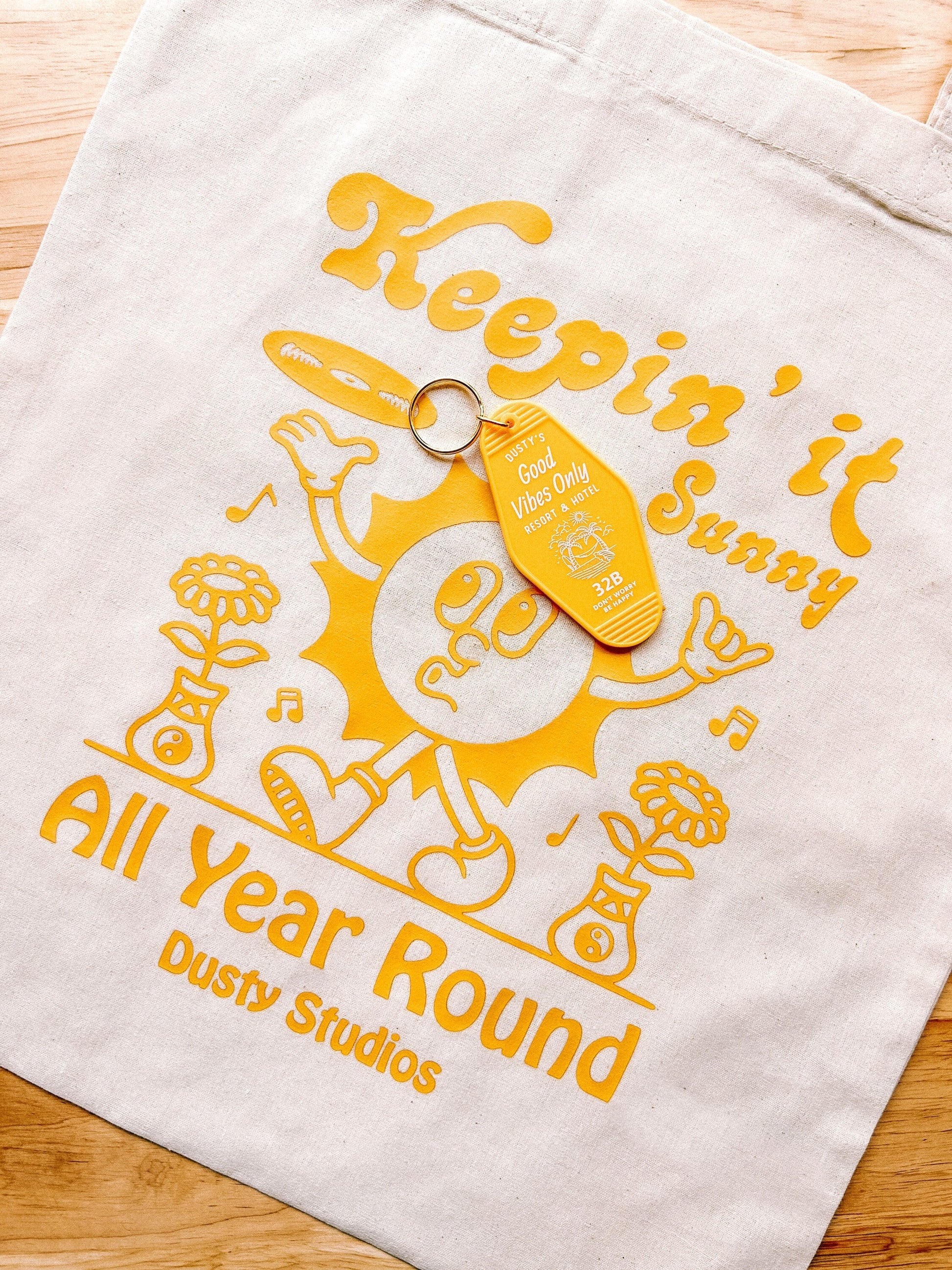 Keep it Sunny Tote Bag | positive 100% natural cotton tote bag for shopping