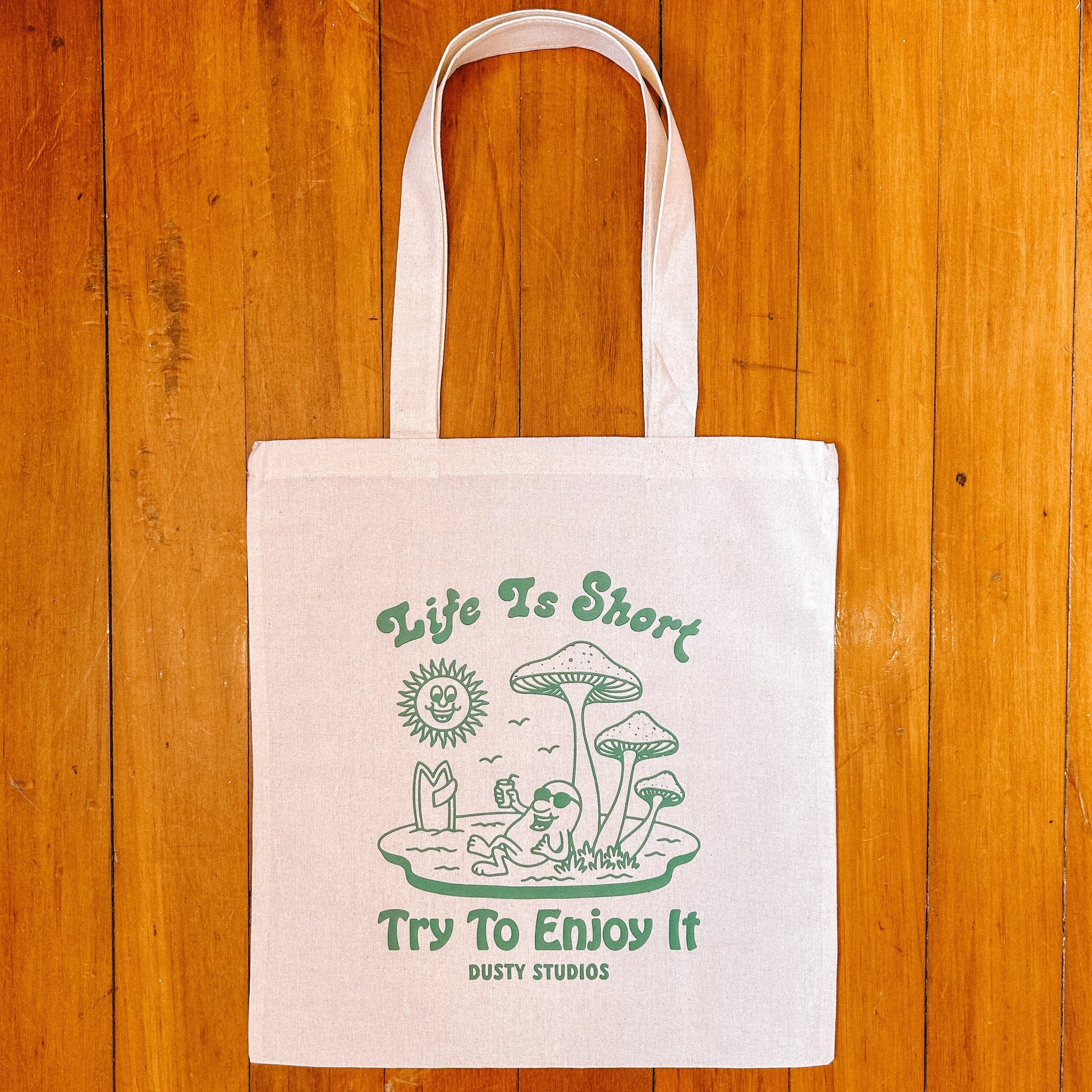 Life is Short Tote Bag | enjoy it! | positive 100% natural cotton tote bag for shopping